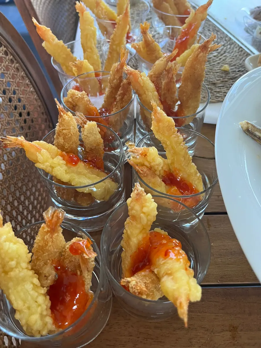 Canapés served on a yacht