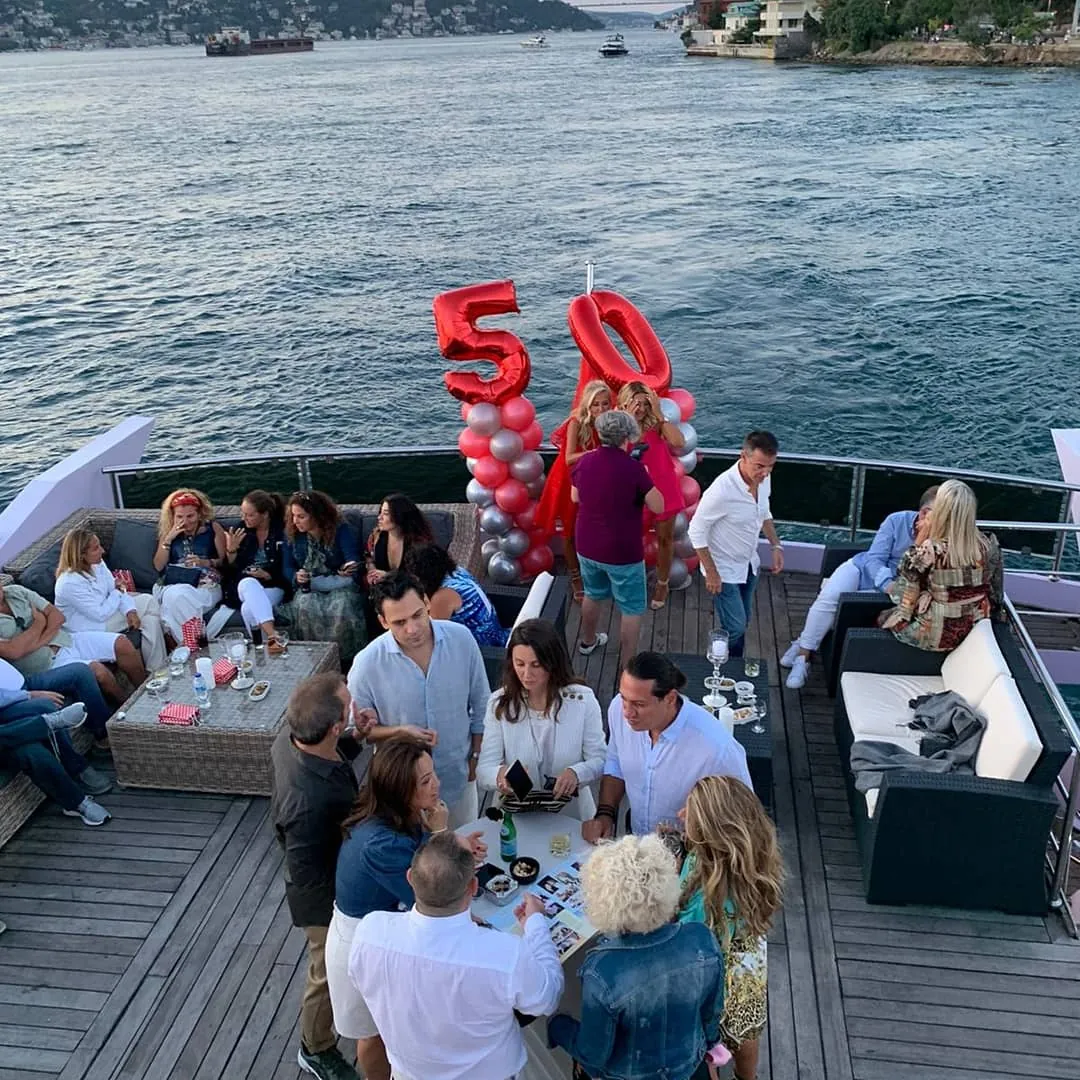 Birthday party with balloons on a yacht in Istanbul