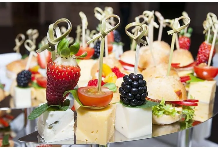 Canapé catering at a product launch on a yacht