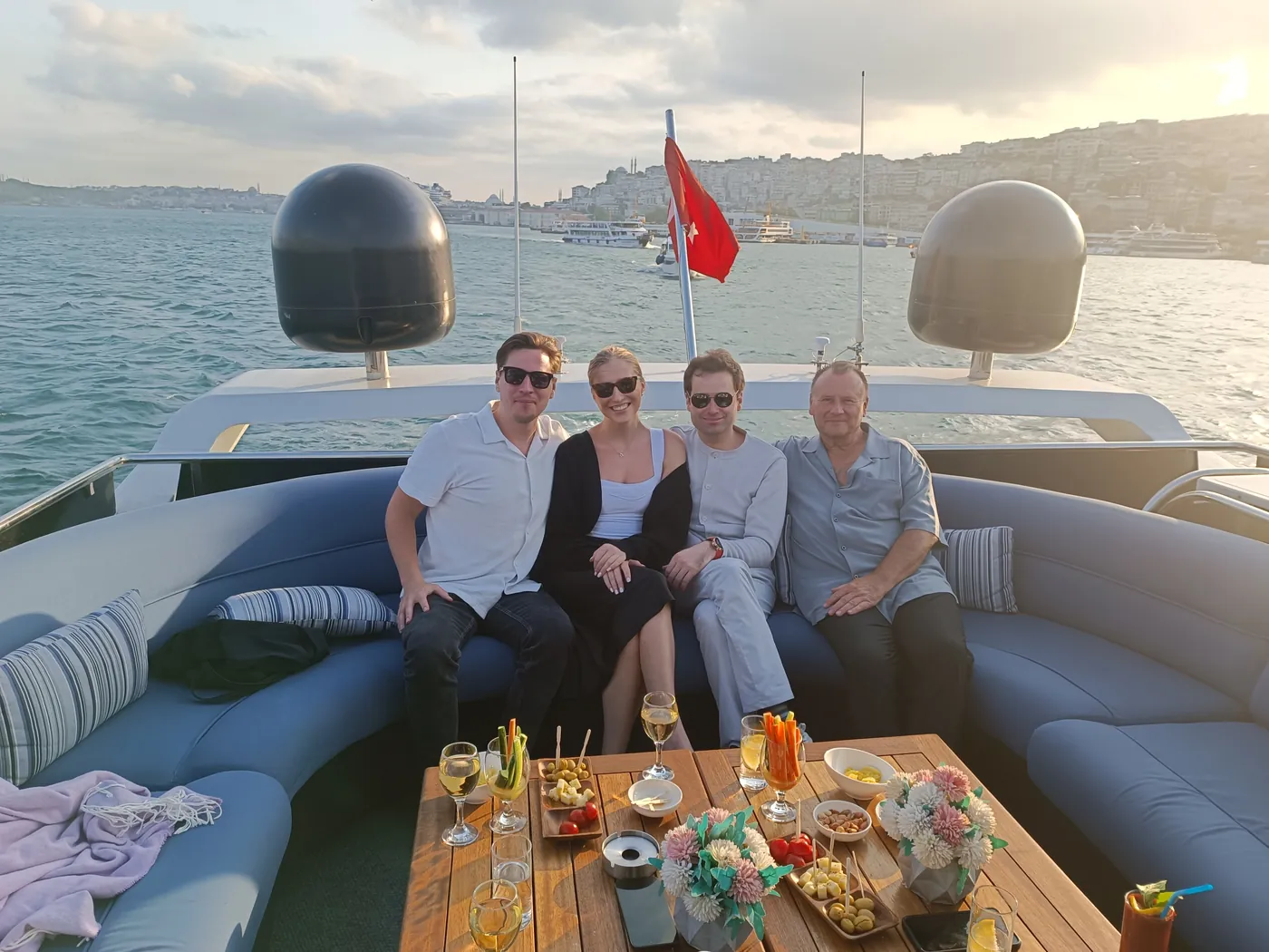 Corporate team on the yacht deck in Istanbul